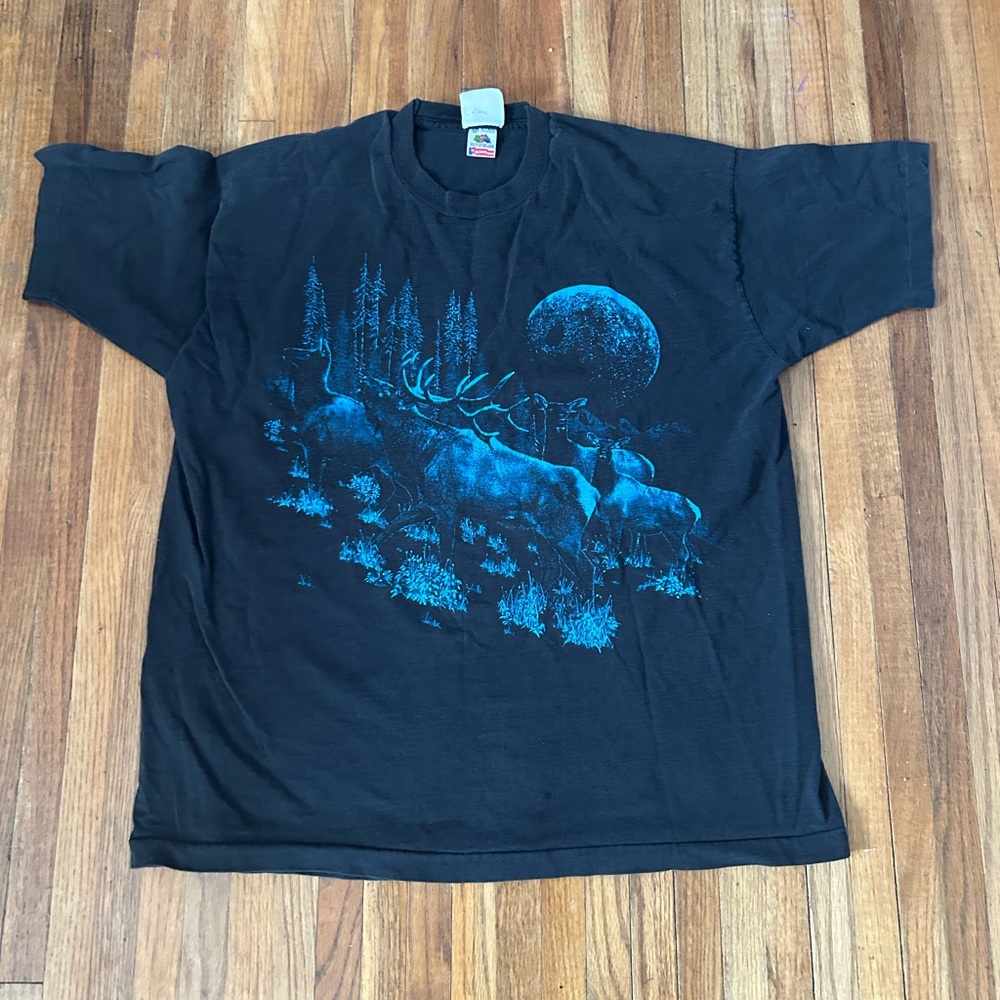 Vintage Moose Print Single Stitch Men’s Sz XXL FITS XL Made In USA